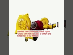 Turbine hydraulique en acier inoxydable guide Vane Francis avec débit d'entrée de 2 m3/s et débit nominal de 0,3-100 m3/s