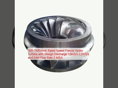 500-1500 r/min Vitesse nominale Francis Hydro Turbine avec décharge de conception 1,0 m3/s 2,2 m3/s et débit d'entrée 2 M3/s