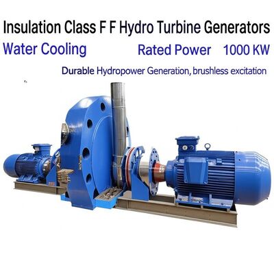 Générateur de turbine hydraulique de puissance nominale de 1000 kW avec refroidissement à l'eau et excitation sans pinceau pour une production d'hydroélectricité efficace
